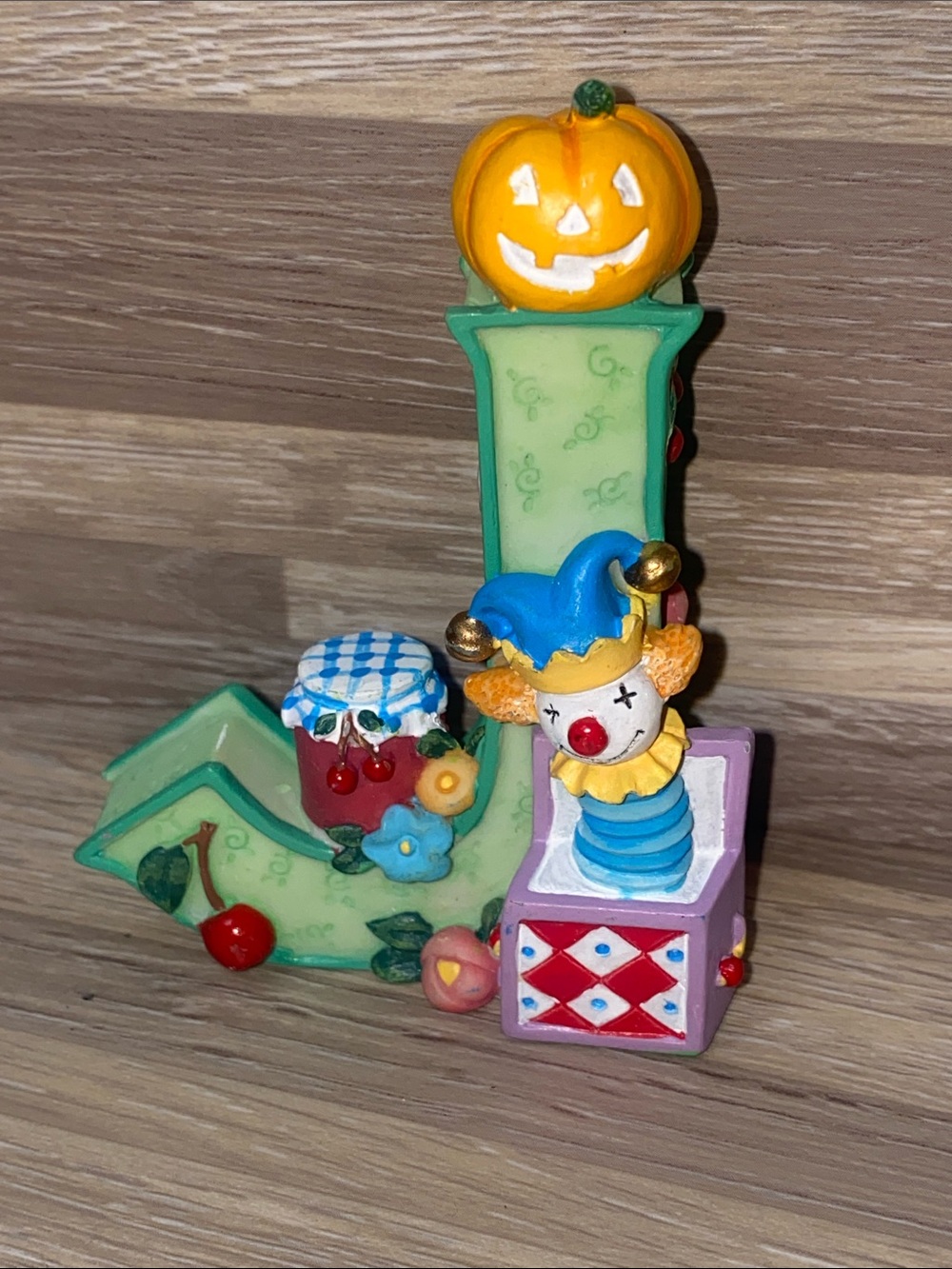 Halloween 'J' Kids Figurine with Pumpkin & Clown